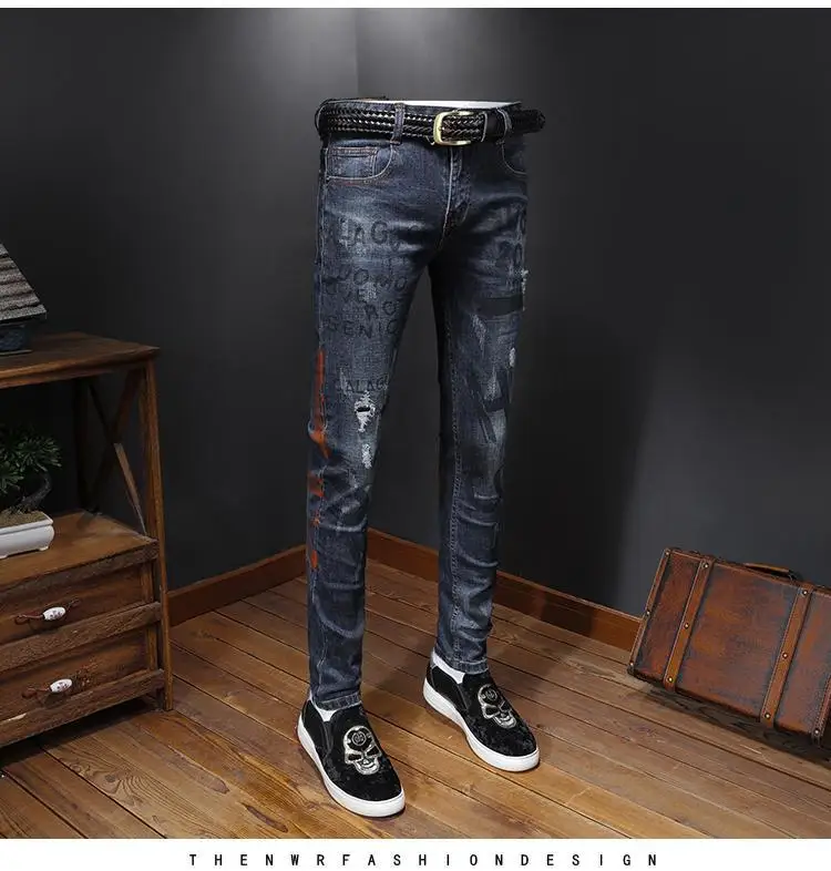 AH11664, модные мужские джинсы,, Подиумные, Роскошные, известный бренд, Европейский дизайн, вечерние, Стильная мужская одежда