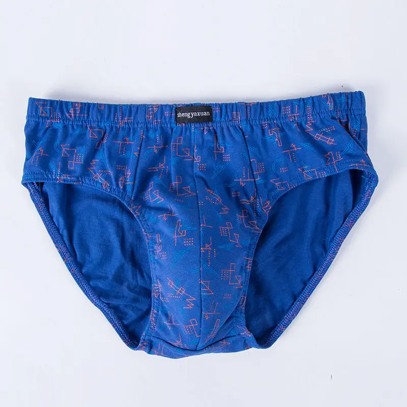 5Pcs/Lot Men Underwear Men's Briefs 100% Cotton Printed Loose PLUS Size Youth Shorts