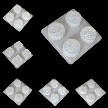 

4 Cavity Plastic Fondant Cake Mooncake Mold Chocolate Muffin Cupcake Mould Tool M68E