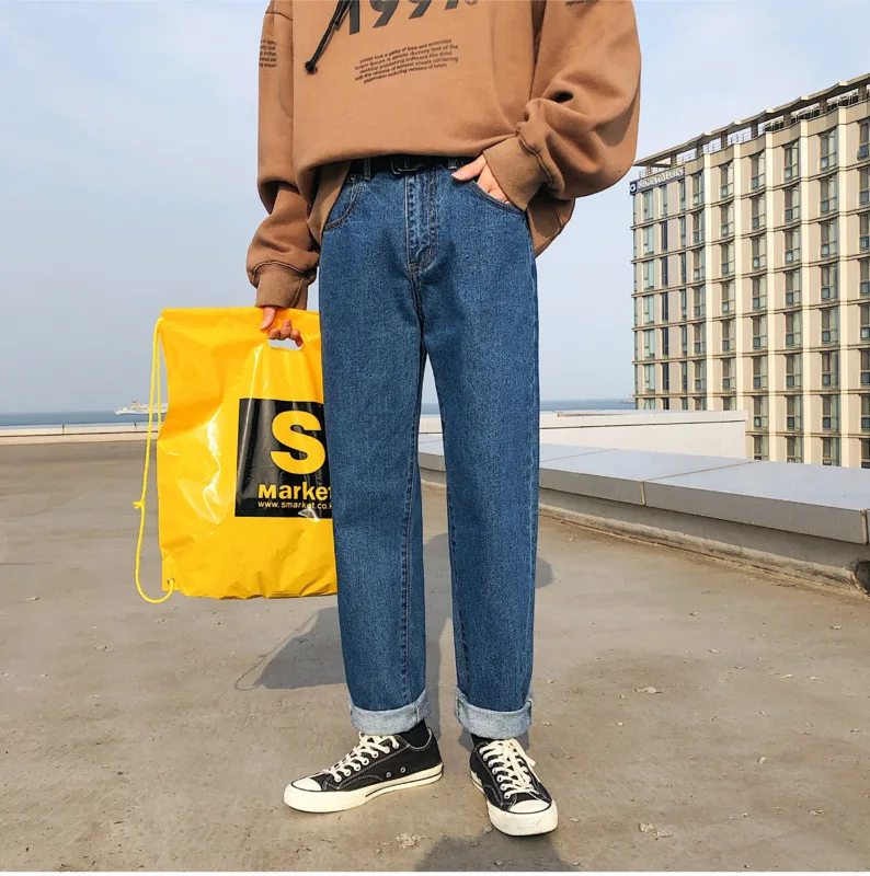 Men's Jeans Spring New Youth Popular Loose Straight Loose Denim Trousers Neutral Straight Feet Youth Casual Men's Clothing