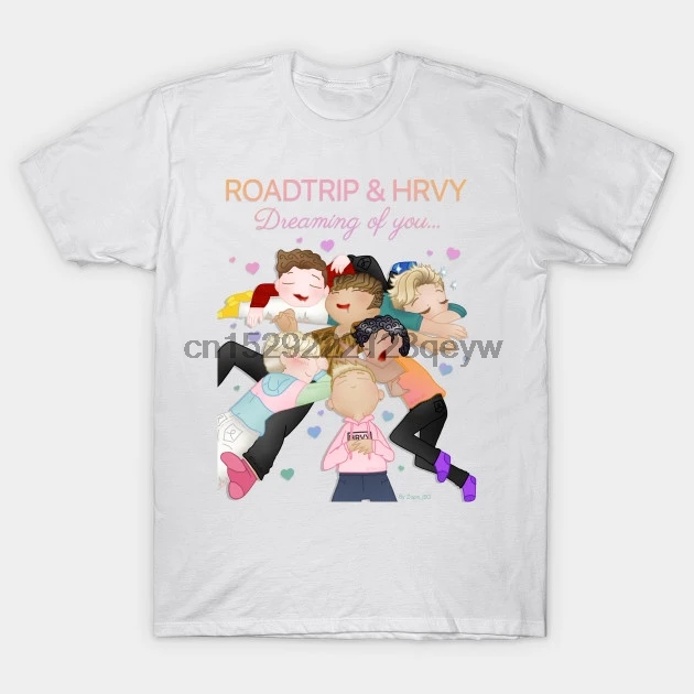 Men t-shirt Roadtrip + Hrvy RoadtripTV band boyband fanart T Shirt Sleeping Dreaming Rainbow Colour tshirt Women t shirt | Мужская