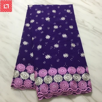 

2019 High Quality African Swiss Voile Lace Fabric With Stones Soft Embroidery Dry Voile Lace Materials In Switzerland