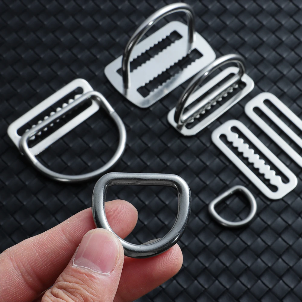1PC Stainless Steel Scuba/Diving Weight Belt Slide Keeper D-Ring Webbing Harness Belt Retainer Stopper Free Diving BCD Accessory