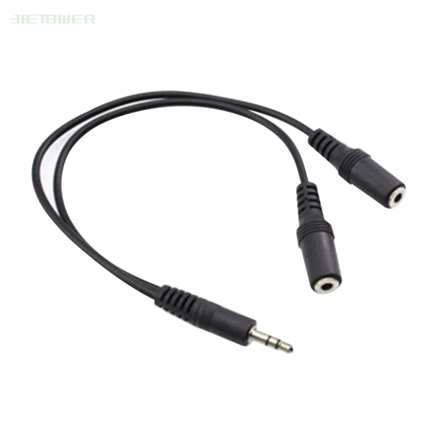 3 5mm Male Splits Two 3 5mm Female Headphone Audio Adapter Cable Professional Audio Line Hot Sell 300pcs lot