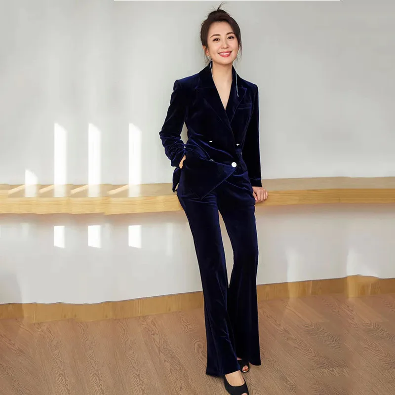 

Women's suit double breasted pleuche women's pantsuitsbest suit 2 piece set suit Blazer pants women's trouser suit Recommend