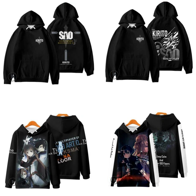 Anime japonês sword arte on-line kirito kirigaya kazuto cosplay moletom com  capuz hip hop gráfico sweatshirts poleron hombre streetwear - AliExpress