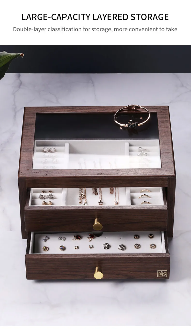 Чехол grace в европейском стиле, деревянная коробка для хранения, шкатулка с ящиком, стеклянная коробка для хранения, свадебный подарок, чехол-органайзер для макияжа