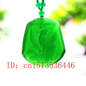 

Green Jade Phoenix Pendant Necklace Charm Jewelry Carved Amulet Fashion Natural Chinese Gifts for Women Men Sweater Chain
