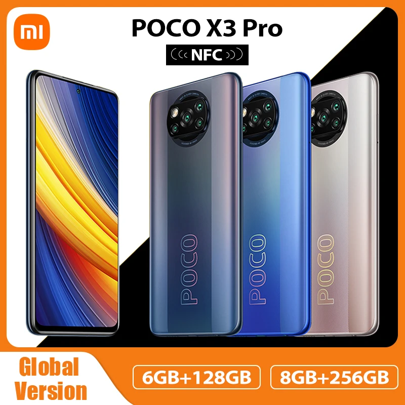 Versión Global POCO X3 Pro NFC 6GB 128GB / 8GB 256GB teléfono móvil Snapdragon 860 A 120Hz DotDisplay 732G 48MP Cámara 5160 batería