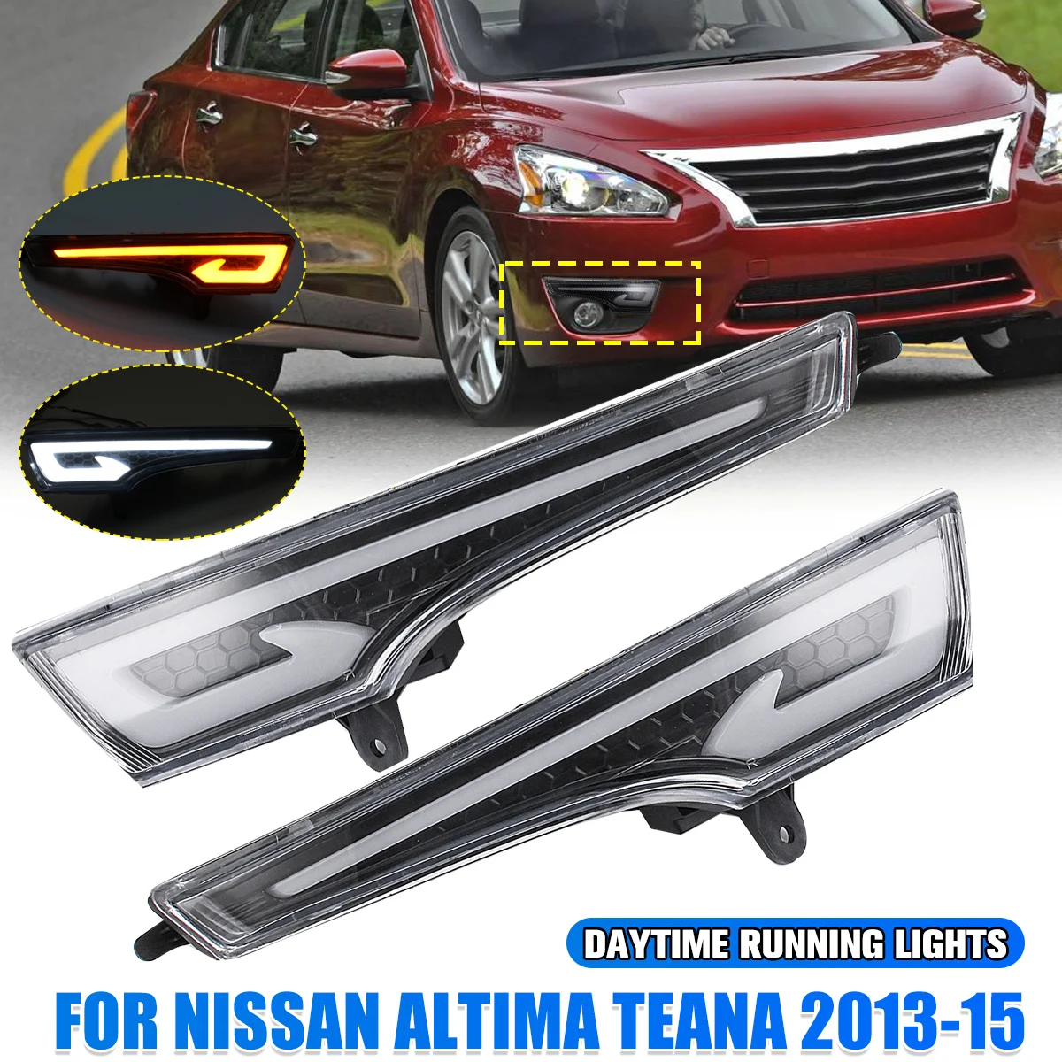 2x Led Drl для Nissan Altima Teana 2013 2014 2015 автомобильный передний бампер белый желтый сигнал