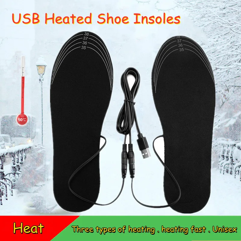 

USB Heated Insoles Cold-Proof And Warm Electrically Heating Foot Warmer Rechargeable Heating Cuttable And Washable Unisex