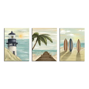 

3 Panels Room Decor Poster Seaside Scenery Canvas Wall Art Painting Modern Style Living Home Decoration Wall Decor Picture