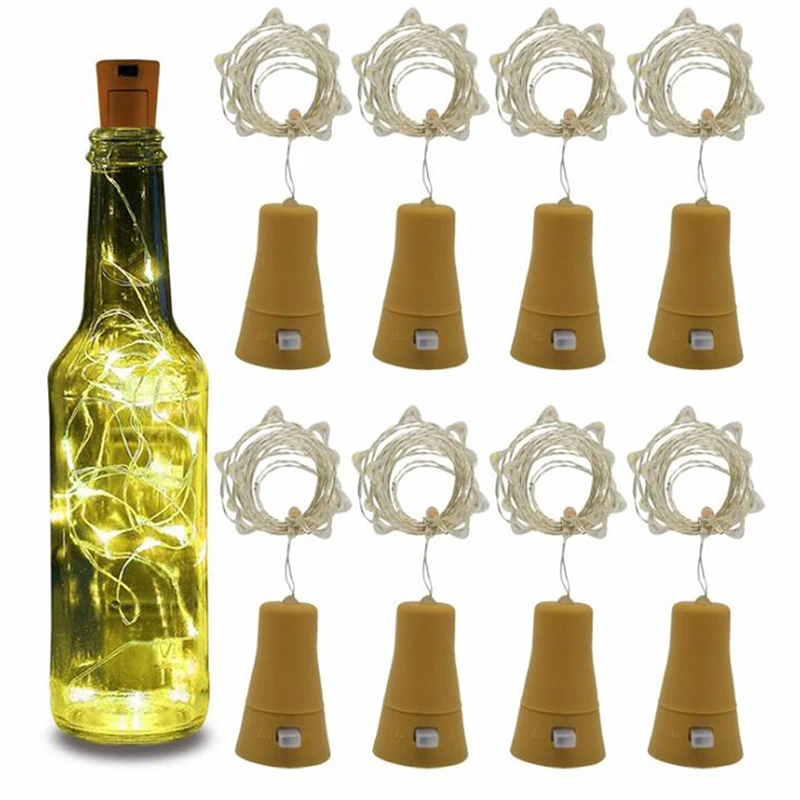 1M/2M Solar Powered Wine Bottle Cork Festival Outdoor Light Garland Lights Outdoor Fairy Light Shaped LED Copper Wire String
