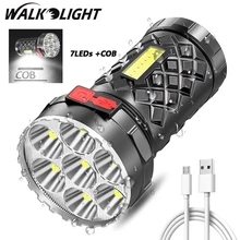 

Super Bright Flashlight Ultra Powerful Led Torch Light Rechargeable COB Side Light 4 Modes Outdoor Adventure 3 In 1 Flashlight