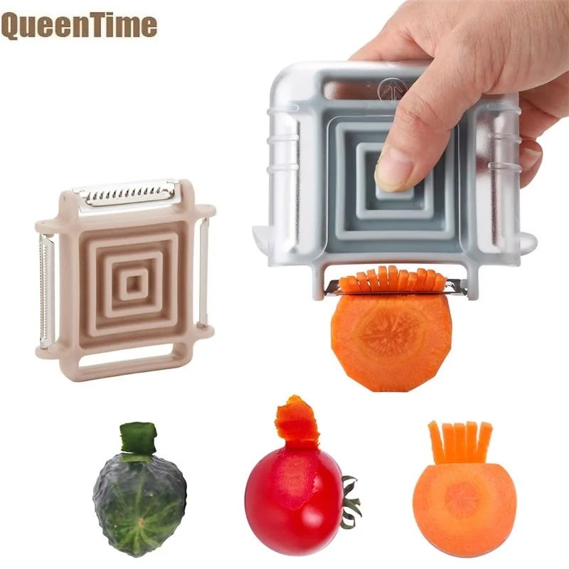 

QueenTime 3in1 Mini Peeler Stainless Steel Carrot Apple Potato Paring Grater Slicer Fruit Vegetable Eye Remover Kitchen Tools
