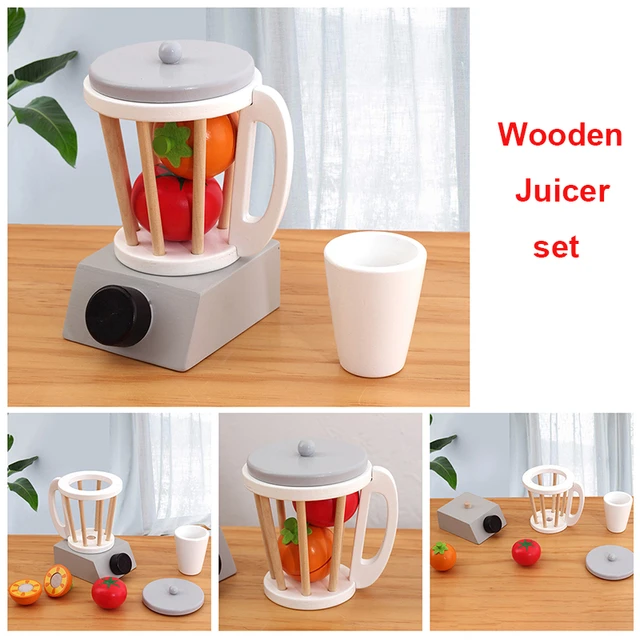 Smoothie Maker Blender Set Wooden Smoothie Machine Juicer Toy With 3 Fake  Fruits And 3 Tools Play Kitchen Accessories For Girls - AliExpress