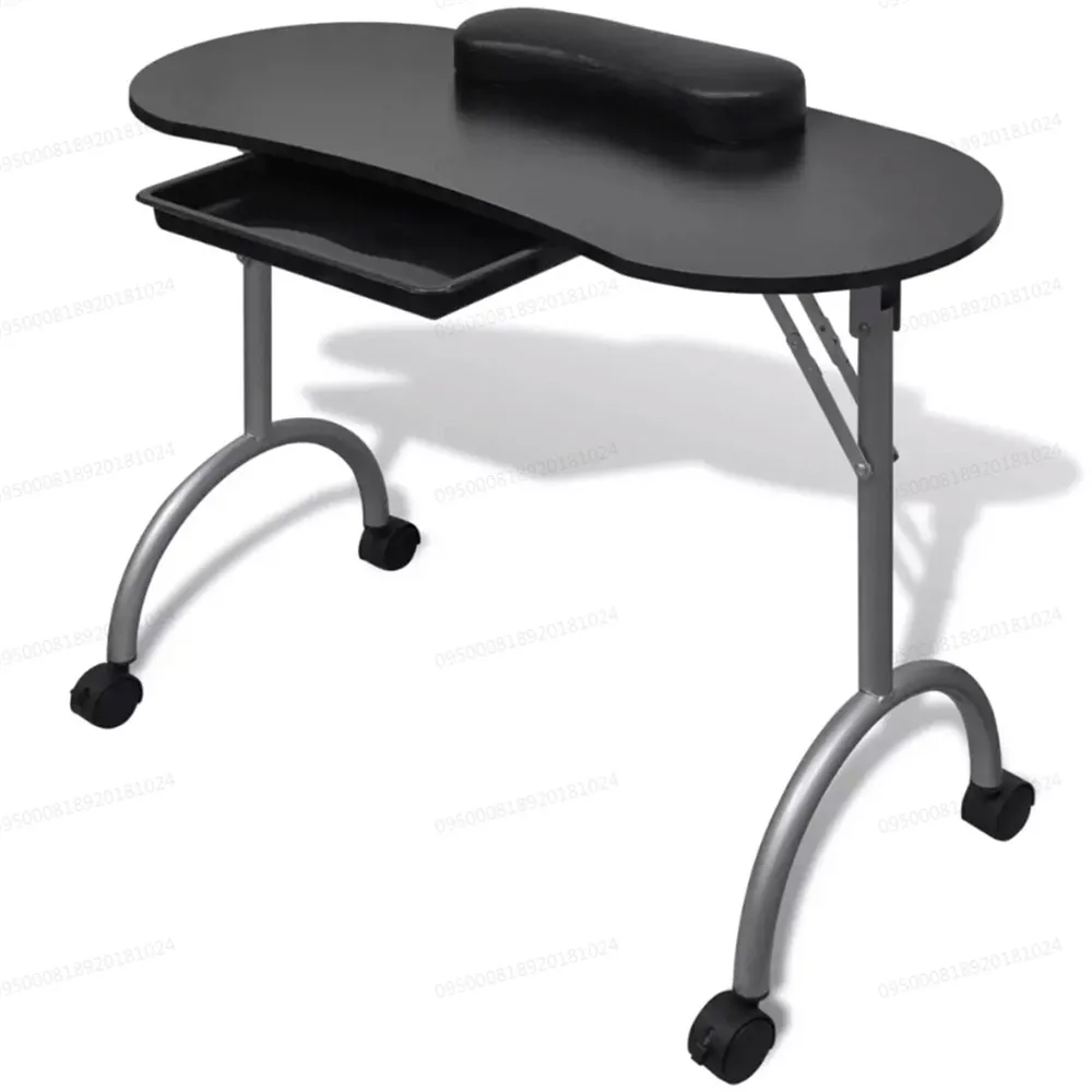

New Nail Table Manicure Table Folding Black Manicure Table Nail Table Manicure Table Portable Nail Table with Castors Salon Cart