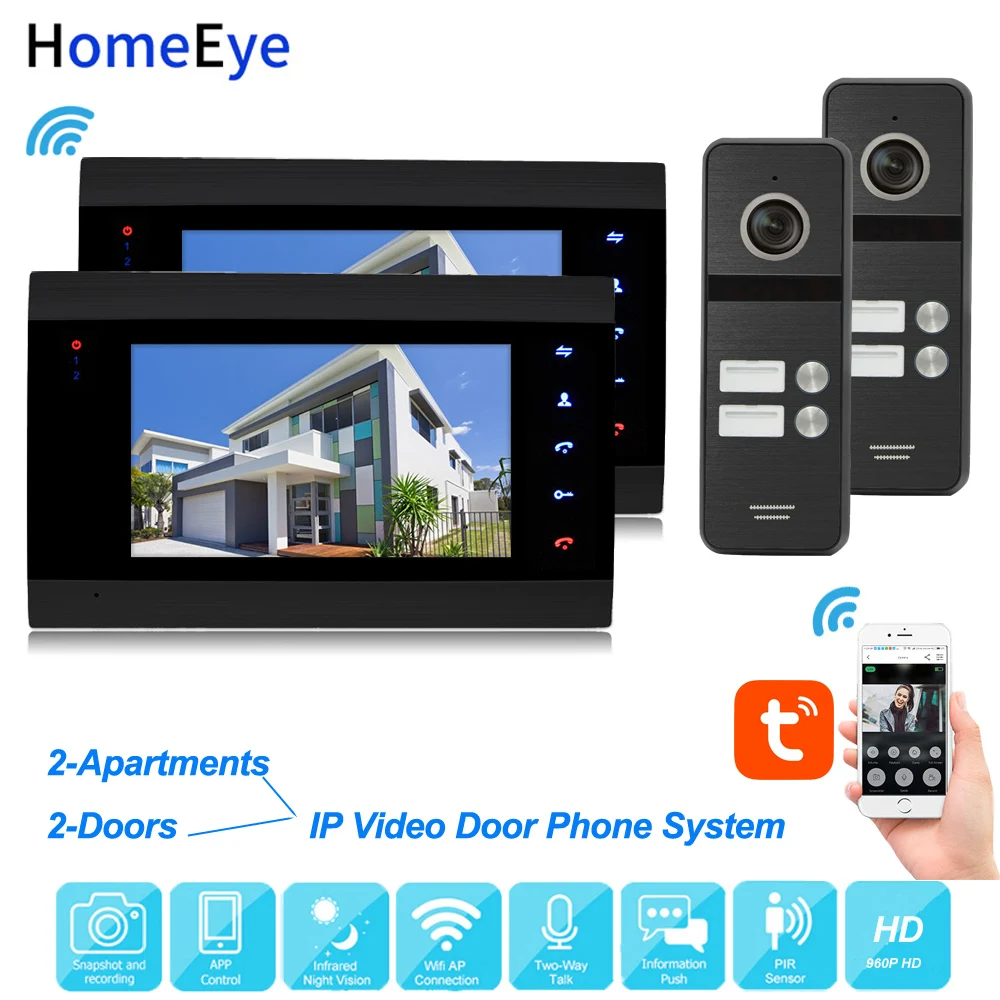 TuyaSmart App Remote Unlock IP Video Door Phone WiFi Video Intercom 2-Apartments2-Doors 960P Home Security Access Control System TuyaSmart App Remote Unlock IP Video Door Phone WiFi Video Intercom 2-Apartments2-Doors 960P Home Security Access Control System