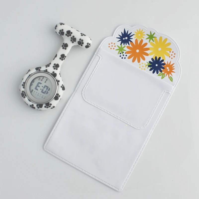 White-dog paw Собака Лапа бабочка FOB цифровые силиконовые медсестры часы Доктор Медсестры подарок ПВХ винил ручка карман водонепроницаемый Чехлы держатель ручки - Цвет: White-dog paw