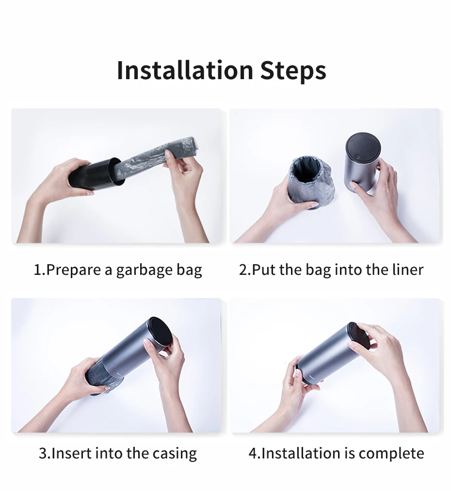 Car Trash Bin Alloy Garbage Can for Car Storage Holder Bag