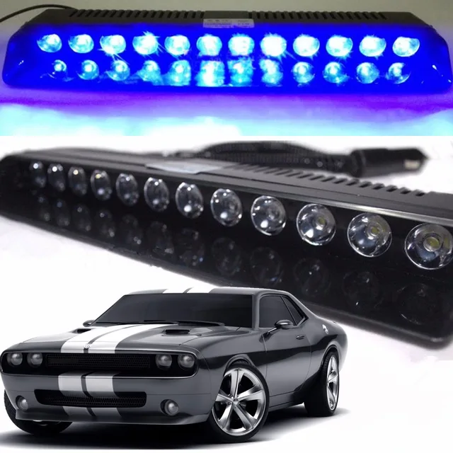 Car Emergency Strobe Flash Warning Light 12V 12 LED 12W Police Flashing Lamp Blue