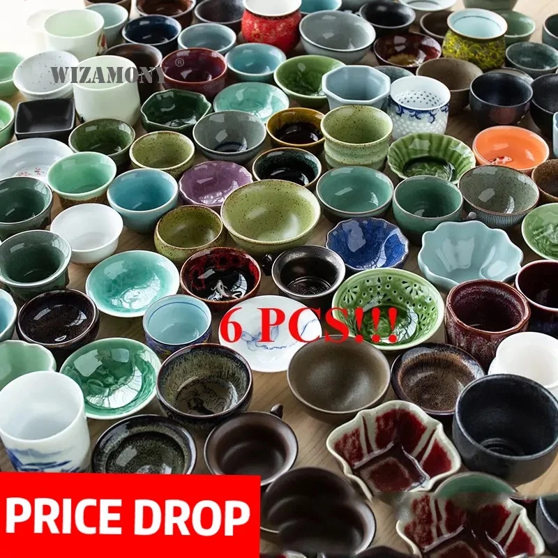 

6PCS!!WIZAMONY Jingdezhen Drinkware Random Teapot teapet Tea Cup tea set bowl Ceramic kung fu teacups Chinese Porcelain Celadon