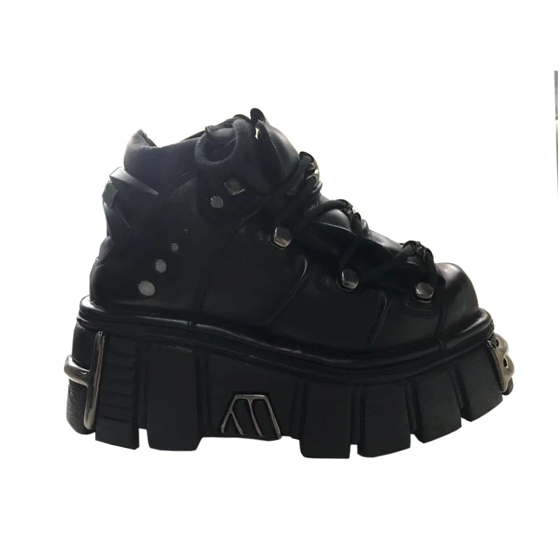 Ботинки на шнуровке г., Модные ботильоны на толстом каблуке Женская осенне-зимняя обувь на высоком каблуке ботинки в стиле панк обувь на платформе