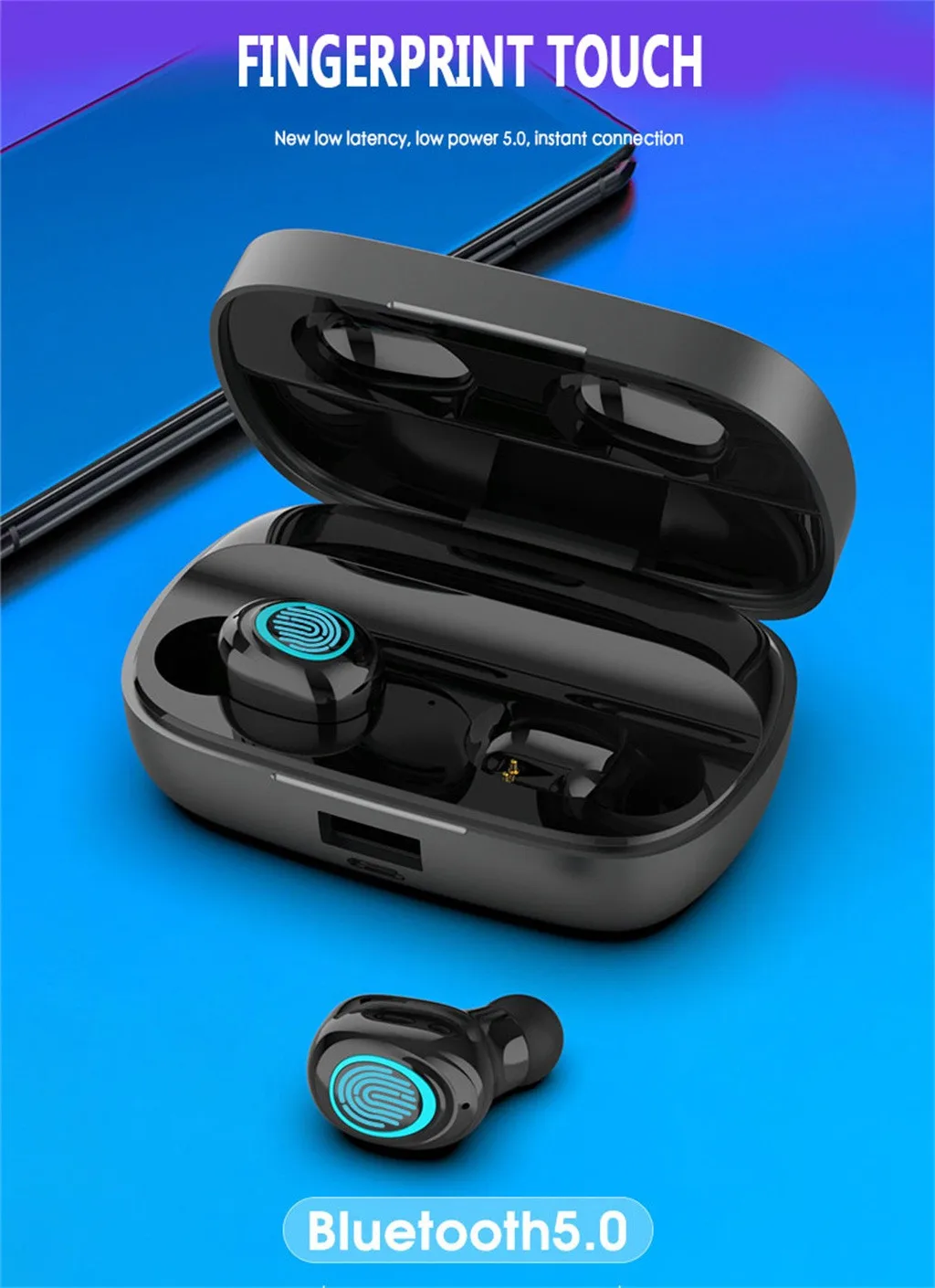 Bluetooth 5,0, гарнитура, Беспроводные спортивные наушники, мини наушники, стерео, TWS, отпечаток пальца, сенсорные, Bluetooth наушники, водонепроницаемые