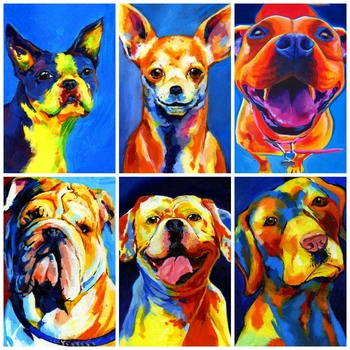 

HUACAN Diamond Embroidery Dog Cross Stitch Mosaic Full Square Round Diamond Painting Animal Handicraft Rhinestone Kit Home Decor