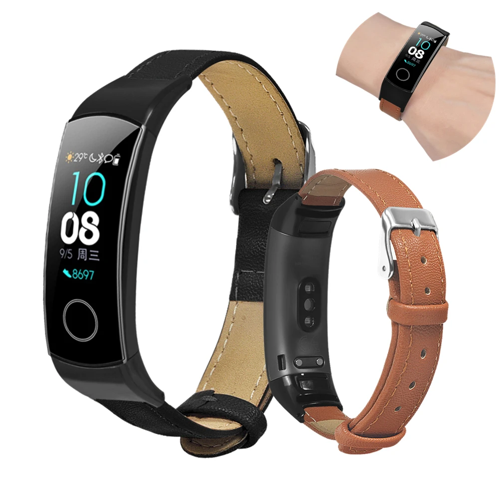 Высококачественный Браслет из натуральной кожи для Huawei Honor Band 4 5 ремешок браслета