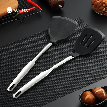 

Maiyuansu Non-stick Kitchen Utensils Silicone Turner Spatula With 304 Stainless steel Handle Kithcen Cooking Tools Kitchenware