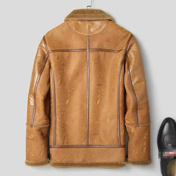 

Genuine Leather Men's Winter Jacket Sheepskin Coat for Men Real Wool Fur Warm Jackets Plus Size L18-5017 MY1680