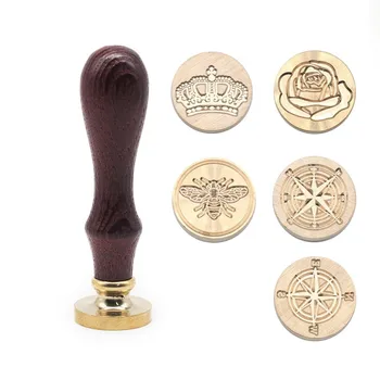 

Vintage Copper Head Wooden Handle Wax Ancient Wax Seal Wood Stamp Dong Stamp DIY Envelope Card Wedding Decoration Invitation