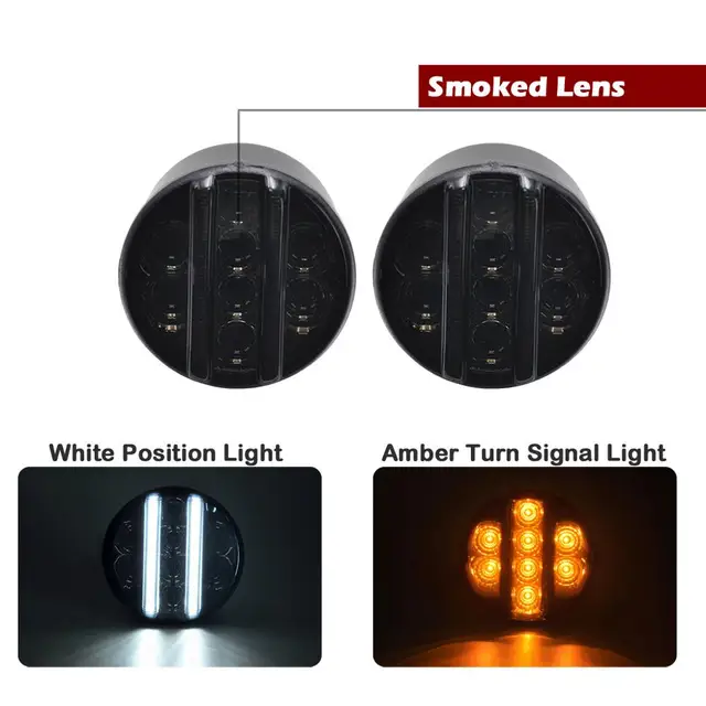 For Jeep Wrangler JK 2007-2017 Clear or Smoked Lens Car front LED amber turn signal light white Position lights Running lamp 6