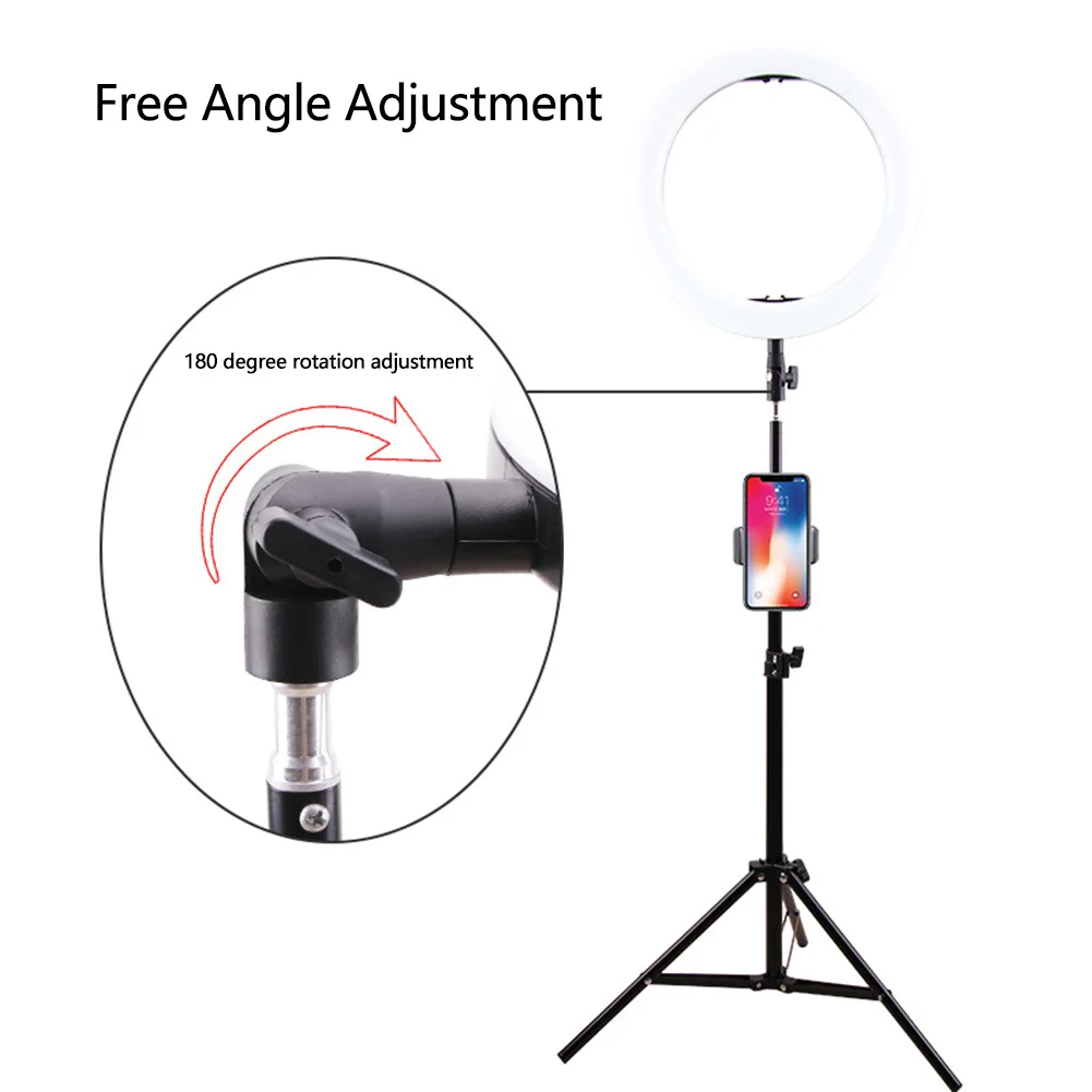 

14inch 2800K-6200K Photo Studio Video Makeup Adjustable Stepless Dimming Selfie Phone Holder Portable Ring Light Led Fill
