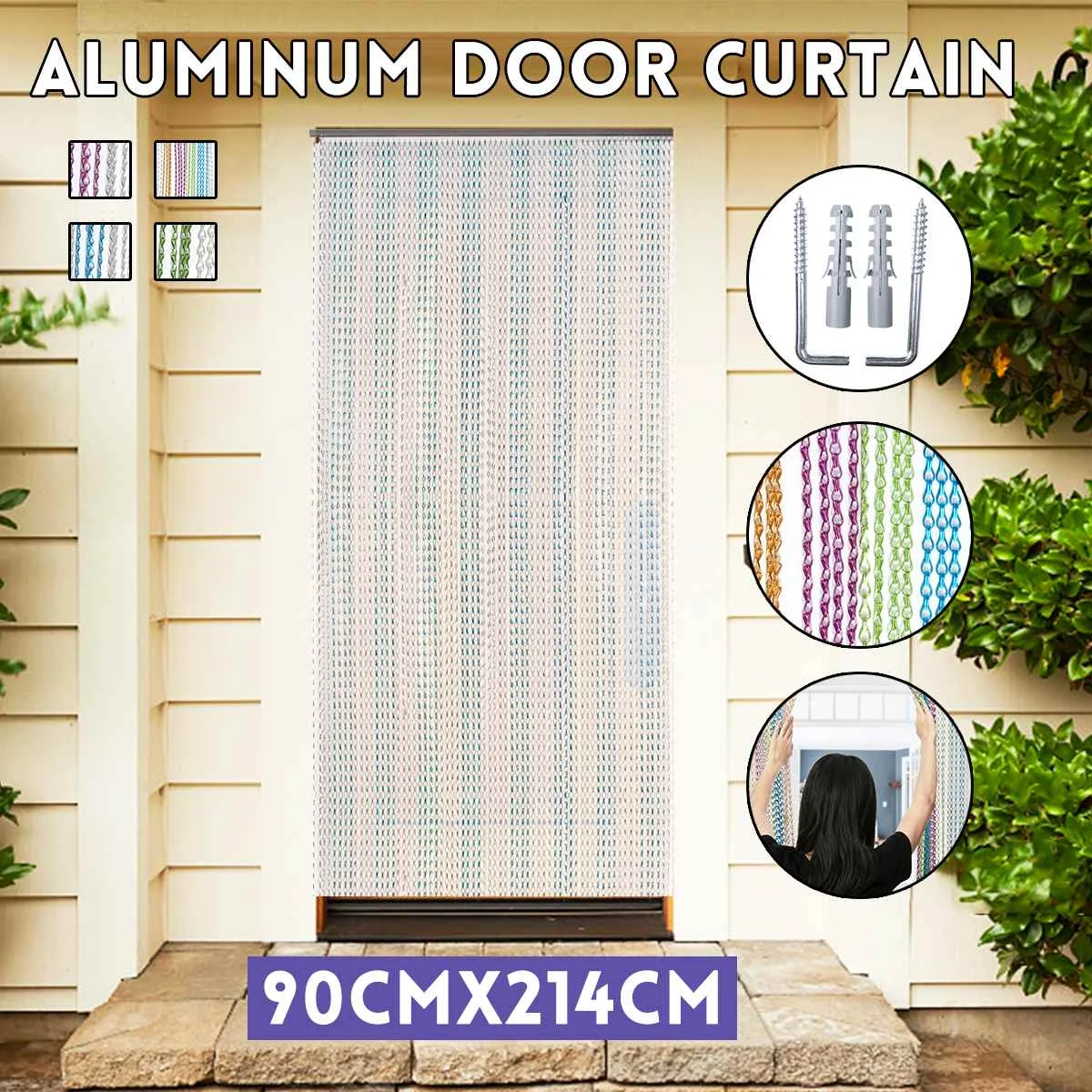 214x90cm Window Room Divider Curtain Valance Aluminum Door Curtain