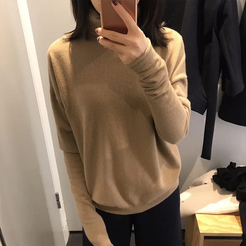 

Women'sTurtleneck Sweater Cashmere Long Sleeve Knitwear Autumn Casual Solid Color Simple Knitted Pullover Tops
