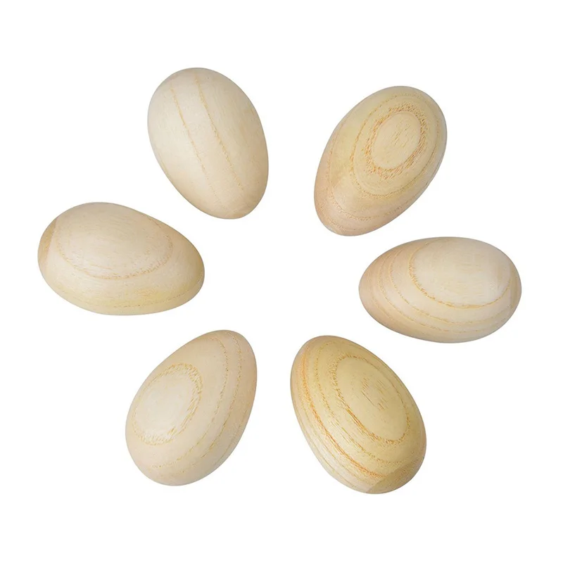 Set of 6 pcs Wooden Percussion Musical Egg Maracas Egg Shakers Musical Instrument Toy for Kids