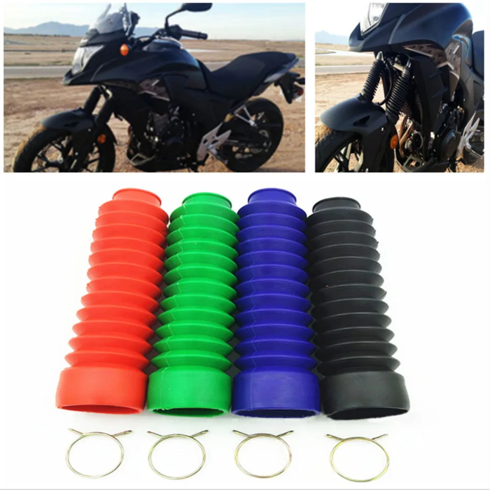2* Universal Motorcycle Front Fork Shock Boots Dust Cover Protector Rubb ANI 