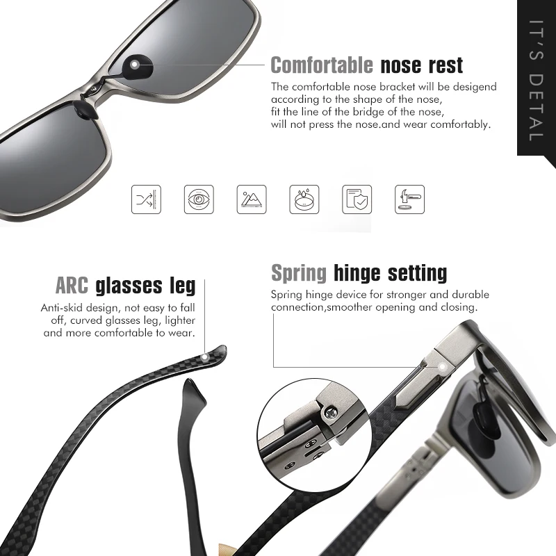 LIOUMO Square Sunglasses For Men Aluminium Magnesium Frame