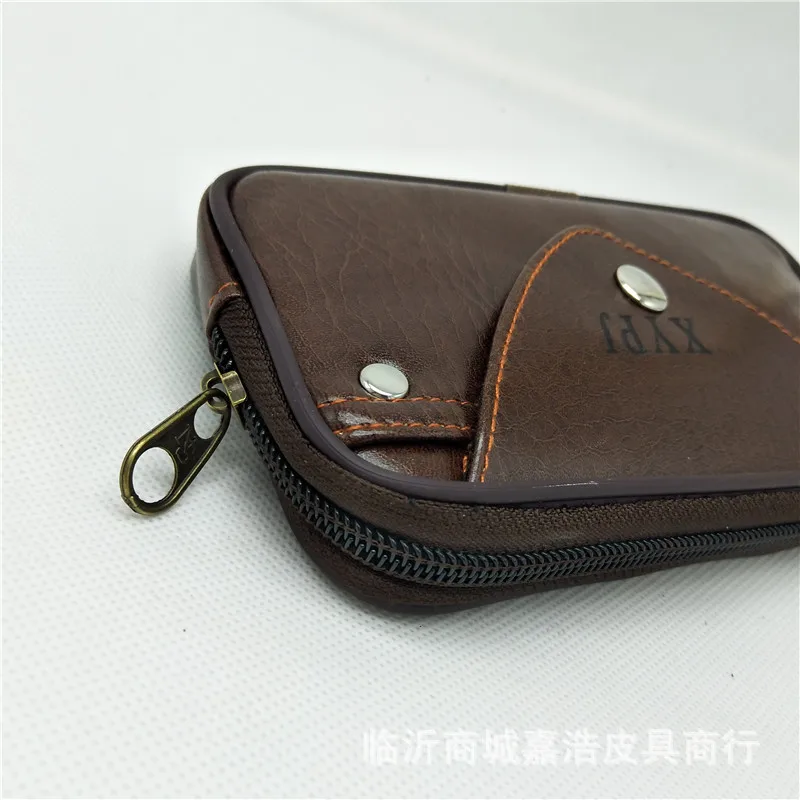 

Men Casual Single Layer Snap Closure Ultra-Thin PU Leather Hanging Wear Leather Belt Wallet 5.5 Mobile Phone Bag Purse