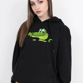 

Funny Hoodies Women Ulzzang Hoodie Harajuku Pullover Femininos De Inverno Crocodile Print Sweatshirts Ladies Streetwear Cute