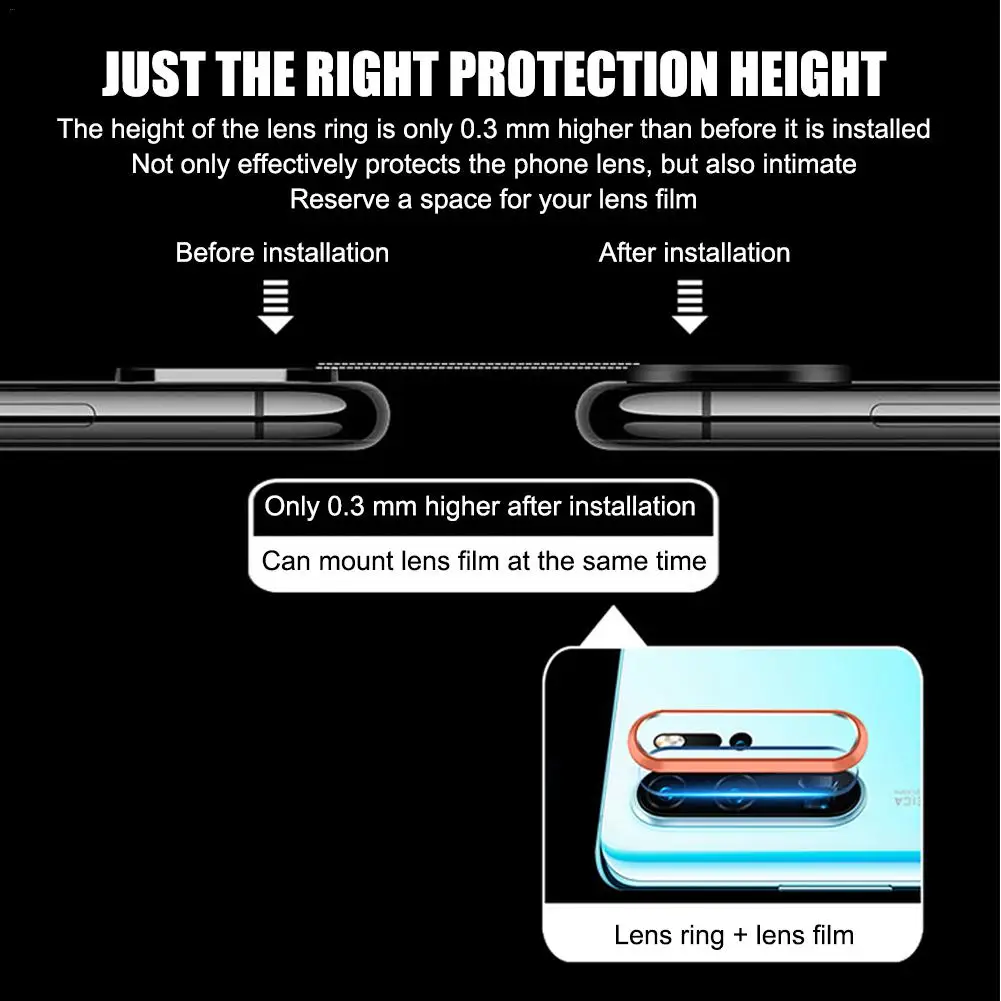 Защита для камеры из закаленного стекла для P30 P30Pro, металлическое заднее кольцо для объектива камеры, защита от царапин, полное покрытие, круг