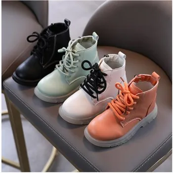 

size 3-12 Year Old Children Martin Boots Boys PU Leather Waterproof Boots Autumn Winter New Kids Snow Boots Girls Princess Boots