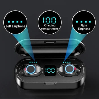 

F9 TWS Breathing Light Smart Touch 8D Stereo Wireless Bluetooth Earphone 5.0 LED Display With Microphone 2000 MAh Charging Box