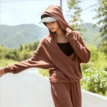 Европейский и американский стиль, Спортивная повседневная Свободная куртка с длинными рукавами, женская одежда для йоги и бега, костюм для фитнеса, топы с капюшоном