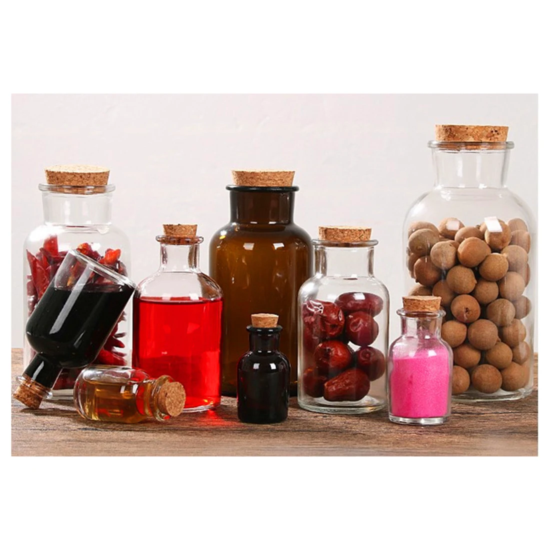 Drop Shipping 10Pcs/set 6.8 x 3.7cm 30ml MIni Glass Bottle Wishing Bottle with Stopper Home Decor- Transparent
