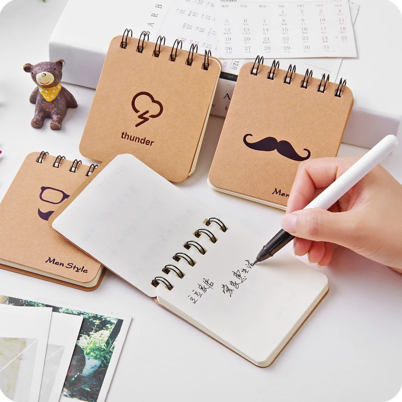 

2Pcs cute small notebook kraft paper cover notebook journal diary planner accessories blank notepad memo pad sticky notes office