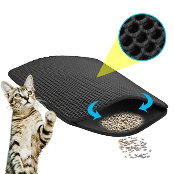 

Bottom Non-slip Protect Floor Double Layer Pets Cat Litter Mats Folding Cat Litter Trapper Mat Waterproof EVA Foam Trash Pad
