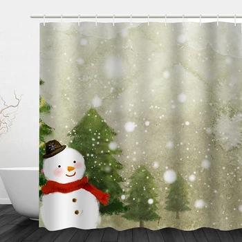 

Waterproof Shower Christmas Home Decor Printing Nordic Style Curtain Polyester Fabrics Digital